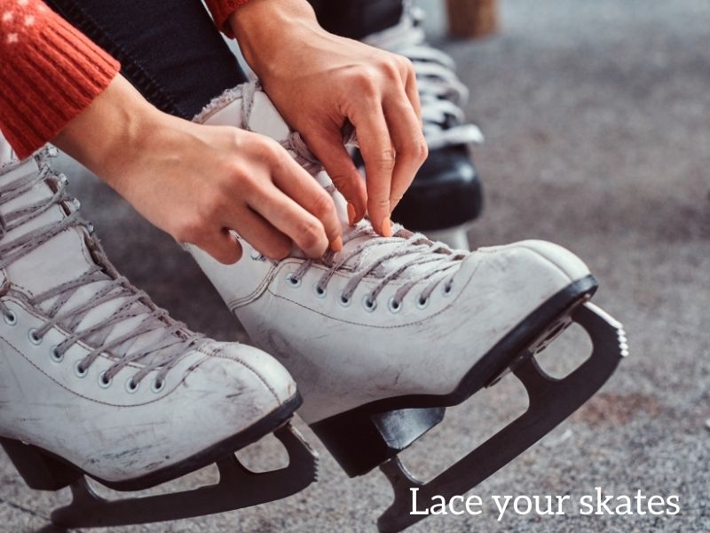 first time ice skating tips - secure lacing of skates