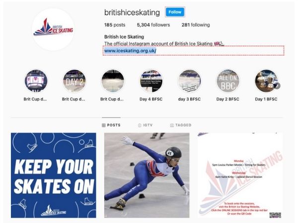British ice skating instagram account