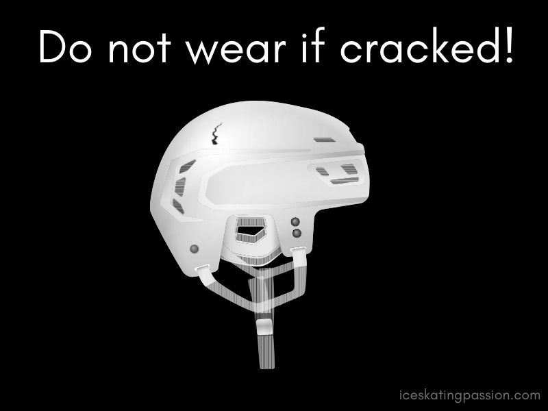danger cracked ice hockey helmet