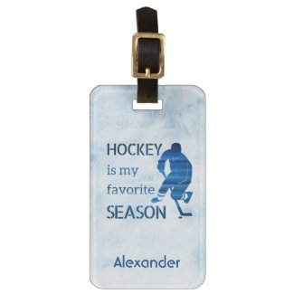 ice hockey luggage tag blue favorite season