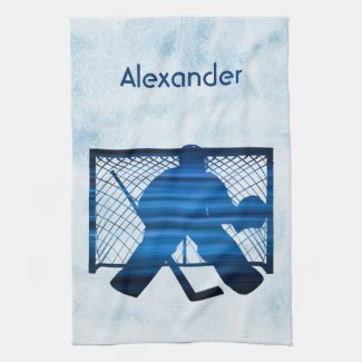 ice hockey towel goalie blue